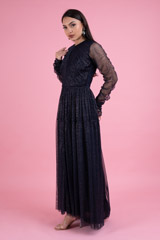 Split Neck Pleated GownDSC02931