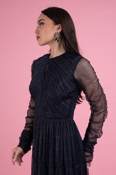 Split Neck Pleated GownDSC02932