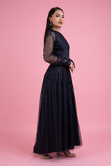 Split Neck Pleated GownDSC02934