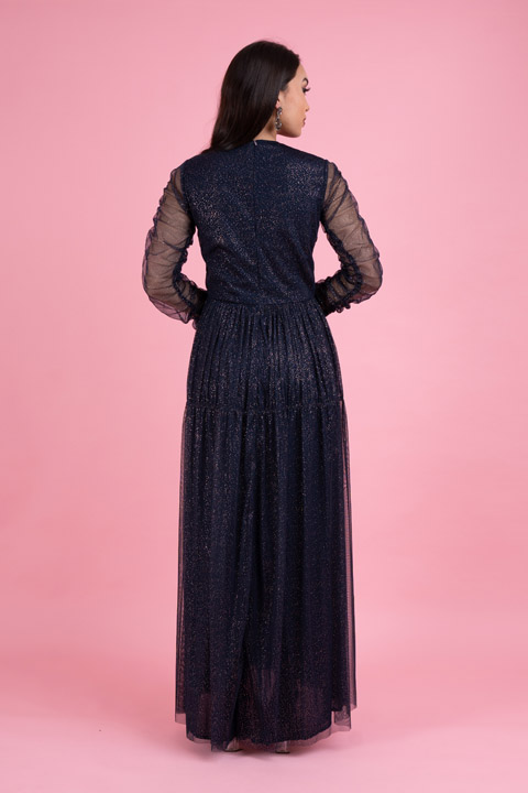 Split Neck Pleated GownDSC02936