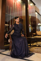 Split Neck Pleated GownDSC07872