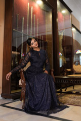 Split Neck Pleated GownDSC07873