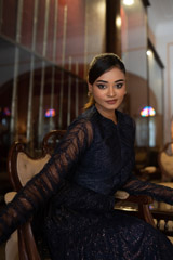 Split Neck Pleated GownDSC07882