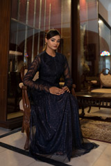 Split Neck Pleated GownDSC07885