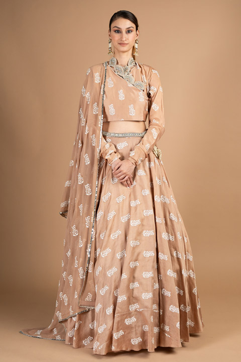 Ambi Print  Angarakha Blouse And Skirt  Set