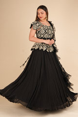 Black Peplum Georgette Gown