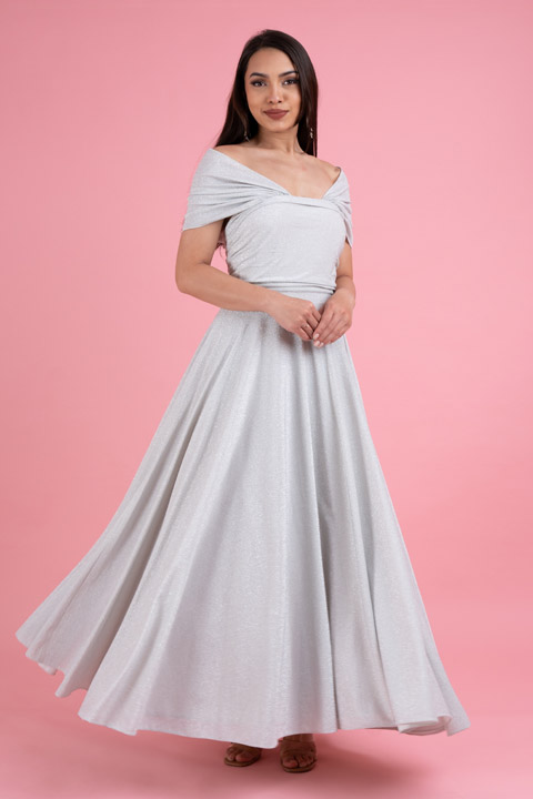 Silver Off Shouldered Gown