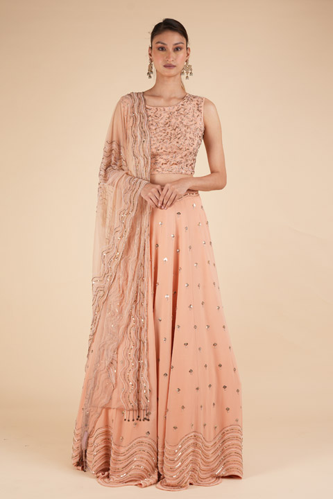 Peach Heavy Lehenga