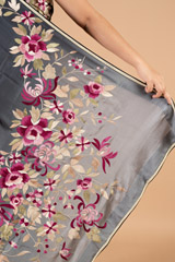 Multi- Colored Embroidered  Black SareeDSC03753