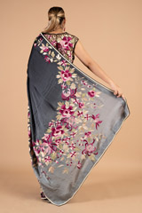 Multi- Colored Embroidered  Black SareeDSC03756