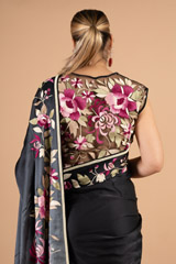 Multi- Colored Embroidered  Black SareeDSC03757