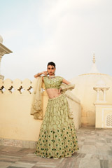 Pista Green Sequin Satin Lehenga SetDSC02600