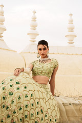 Pista Green Sequin Satin Lehenga SetDSC02605