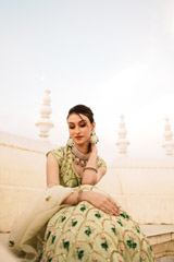 Pista Green Sequin Satin Lehenga SetDSC02614