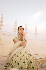 Pista Green Sequin Satin Lehenga SetDSC02617