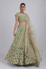 Pista Green Sequin Satin Lehenga SetIMG_3089