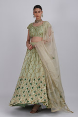 Pista Green Sequin Satin Lehenga SetIMG_3097