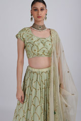 Pista Green Sequin Satin Lehenga SetIMG_3099