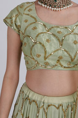 Pista Green Sequin Satin Lehenga SetIMG_3101
