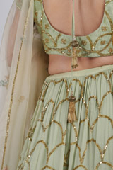 Pista Green Sequin Satin Lehenga SetIMG_3114