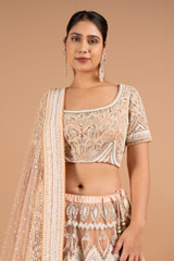 Peach Embroidered LehengaDSC02244