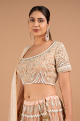 Peach Embroidered LehengaDSC02245