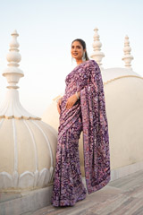 Purple Cheena Cheeni Embroidery SareeDSC07166