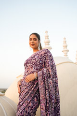 Purple Cheena Cheeni Embroidery SareeDSC07173