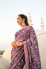 Purple Cheena Cheeni Embroidery SareeDSC07178