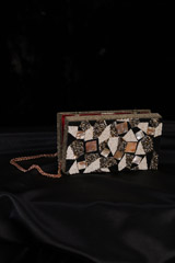 Embellished Fur Suede Clutch