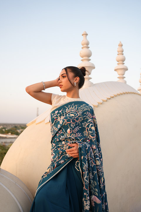Blue Saree Blouse Set