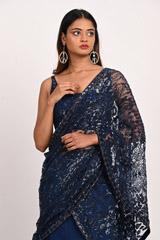 Blue Sequinned SareeDSC_3187