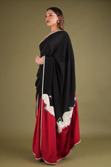 Off white Embroidery In Red Black SareeDSC03856