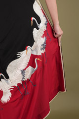 Off white Embroidery In Red Black SareeDSC03863