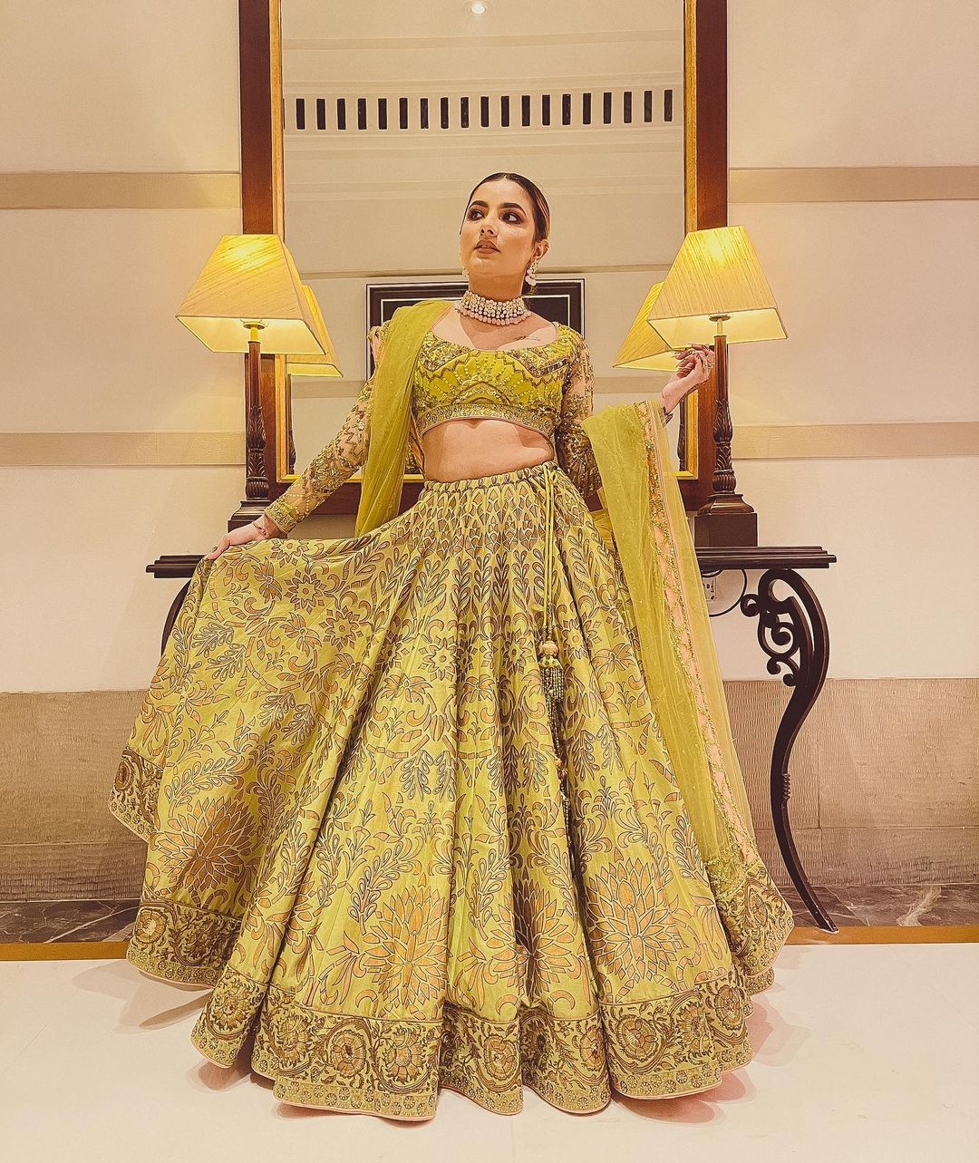 Green Silk Chanderi Lehenga Set3