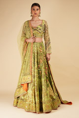 Green Silk Chanderi Lehenga SetDSC00196
