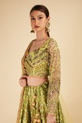 Green Silk Chanderi Lehenga SetDSC00198