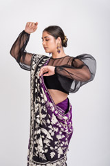 Embroidered Black Purple Saree Blouse Set_DSC6059-Edit
