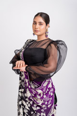 Embroidered Black Purple Saree Blouse Set_DSC6066-Edit