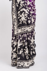 Embroidered Black Purple Saree Blouse Set_DSC6067