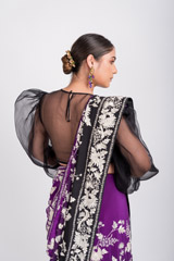 Embroidered Black Purple Saree Blouse Set_DSC6073-Edit