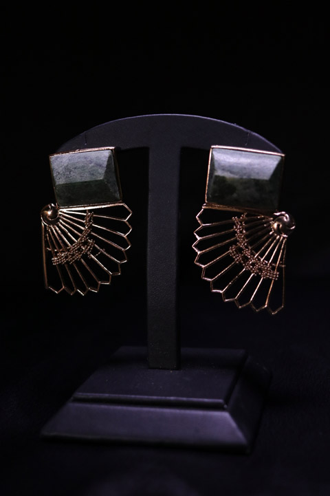 Fan Motif Semi Circle Earring