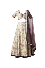 Cream Floral Embroidered Lehenga Set1