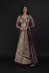 Cream Floral Embroidered Lehenga Set