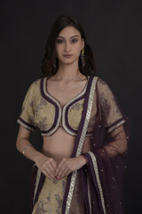 Cream Floral Embroidered Lehenga Set_SUB7817