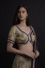 Cream Floral Embroidered Lehenga Set_SUB7823