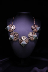 Weaved Semi Circle Geometric Motifs Necklace