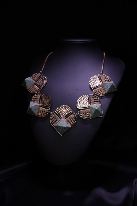 Weaved Semi Circle Geometric Motifs Necklace
