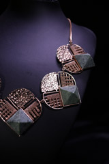 Weaved Semi Circle Geometric Motifs NecklaceIMG_0300