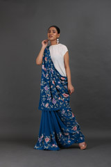 Blue Embroidered Saree